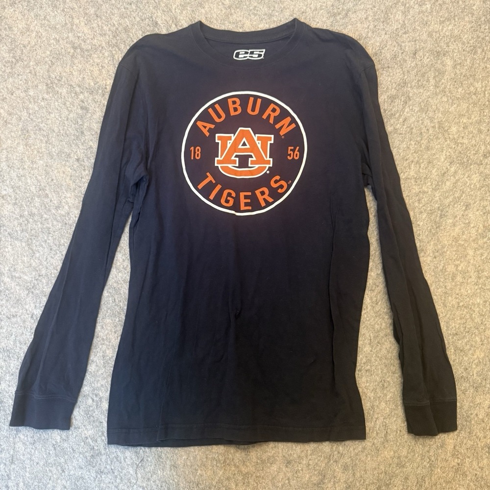 Auburn Tigers Shirt Mens L Long Sleeve Navy NCAA Football Retro Graphic 1856
